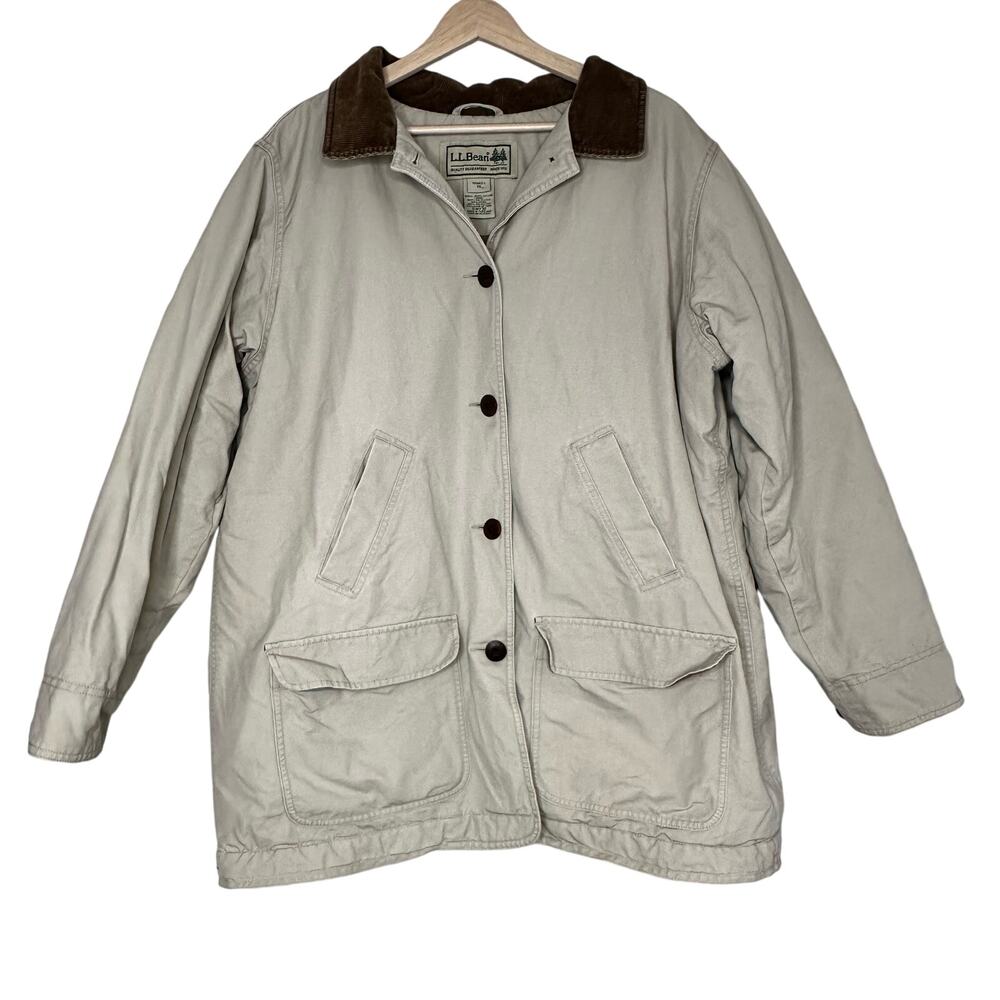Vintage L.L. Bean Khaki Barn Chore Coat Quilted lined